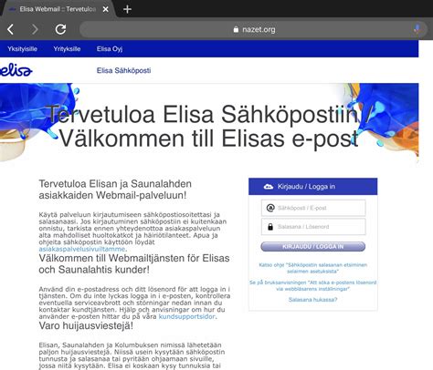 elisa webmail :: tervetuloa elisa webmail -käyttäjäksi